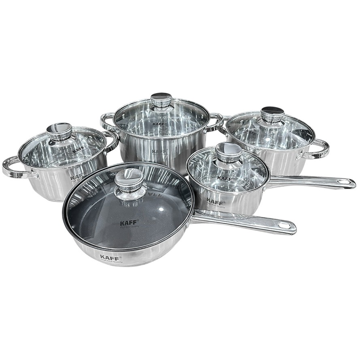 BỘ NỒI CHẢO INOX 10 MÓN KAFF KF-ST005Fr